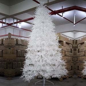 Árbol de Navidad de PVC con Ramas Blancas Secas, Decoración Ecológica de Alta Gama con Luces LED, Decoración de Pie para Interiores - Product Image 1