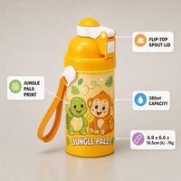 Bouteille d'eau réutilisable de 350 ml avec logo personnalisé, écologique, de qualité alimentaire, style vintage, en plastique, pour enfants, idéale pour les fêtes