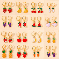 SC vente en gros à la mode ananas pastèque banane boucles d'oreilles cerise fraise boucles d'oreilles fruits d'été boucles d'oreilles à clipser pour les filles