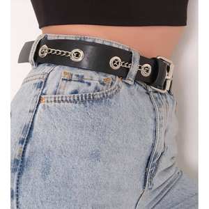 เข็มขัดผู้หญิงพร้อมห่วงโซ่รูตาไก่ หัวเข็มขัดรูปสี่เหลี่ยมผืนผ้า แข็งแรงทนทาน เครื่องประดับแฟชั่น - Product Image 3