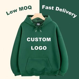 Sweat-shirt à capuche en molleton thermique pour homme, avec logo personnalisé brodé, tricoté, uni, avec poche kangourou - Product Image 1