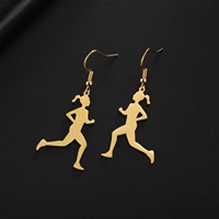 Pendientes Deportivos de Acero Inoxidable para Mujer, Diseño de Corredora, Regalo de Cumpleaños, Venta al Por Mayor