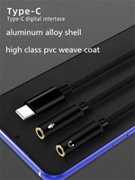 Cable de Audio USB C a Conector Auxiliar de 3.5mm, Adaptador Divisor de Audio 2 en 1 para Auriculares y Micrófono, para Teléfonos Celulares y Tabletas Tipo C