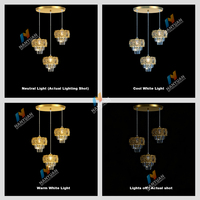 Lámpara de Techo Colgante LED de Cristal Dorado Moderna y Lujosa para Hoteles y Espacios de Alta Gama