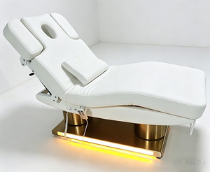 Luxury Modern Beauty Salon Spa Equipment Gold Metal Double Cylinder Base 3/4 Motors Professional Electric Facial Massage Bed - Product Image 6