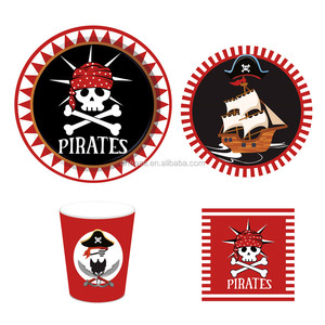 Fournitures de fête de pirate Huancai assiettes en papier à dessert tasses serviettes de table jetables ensemble de vaisselle pour enfants décorations de fête d'anniversaire - Product Image 2