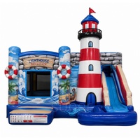 Castillo Inflable Comercial Super Castle con Tobogán, Temática Oceánica, Certificado CE, Fácil de Instalar, para Alquiler