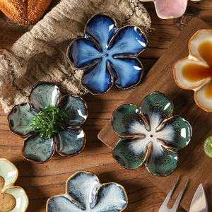 New Design Flower Shape Pottery Taste Dish Handmade Glaze <strong>Change</strong> Eco-Friendly Japandi Style <strong>Small</strong> Soy Sauce Dishes Sushi - Product Image 6
