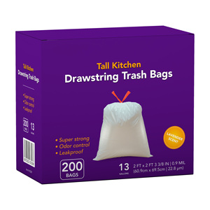 200 đếm không mùi 13 gallon cao Nhà Bếp thùng rác Túi pre-tách ra siêu mạnh mẽ leakproof mạnh mẽ PE dây rút túi rác - Product Image 5