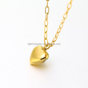 ZhongWen impermeable regalo familiar acero inoxidable 18K chapado en oro foto interior <span class=keywords><strong>corazón</strong></span> medallón colgante collar - Product Image 2