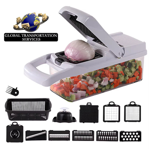 Venta al por mayor de fábrica: Accesorios de cocina, cortador manual de verduras multifuncional de plástico de 14 piezas, picador de cebolla tipo mandolina - Product Image 4