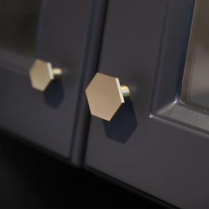 Qiansi HK0015 Nordic Hexagonal Brass Furniture Handle and <strong>Knob</strong> Cabinet <strong>Door</strong> Pull Wardrobe Drawer Kitchen Dresser Handles - Product Image 1