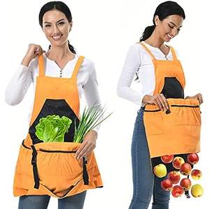 Delantal de cintura de cosecha y deshierbe de muestra gratis con bolsillos | Recogedor de bayas/Delantal de jardín/Bolsa de forrajeo para cosecha-Verduras, frutas - Product Image 4
