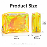 Sac cosmétique holographique en PVC effet laser, fermeture éclair métallique irisée, pour voyage, vacances, usage quotidien, couleurs personnalisées, vente en gros, OEM
