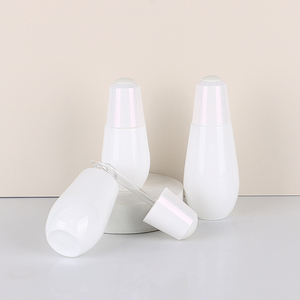 White Bulb Glass Bottle Cosmetics Kit Bottle Customized Cosmetics <b>Container</b> Empty with Pressing Pump Head Different Caps - Product Image 4