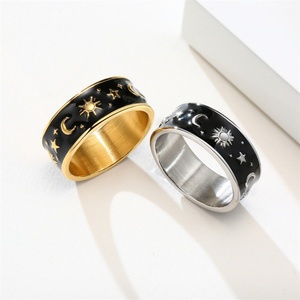 10% Discount Stainless Steel Enamel Jewelry Star Moon <b>Rings</b> for Men - Product Image 4