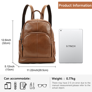 WESTAL Zaino da Viaggio in Vera Pelle per Donne e Ragazze, Borsa per Scuola e Università, Zaino per <span class=keywords><strong>Tablet</strong></span> da 9,7 Pollici, Zaino in Pelle da Donna - Product Image 6