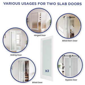 Porte Interne Moderne in Legno Massello con Inserti in Vetro Satinato per Appartamenti, Apertura a Battente/Scorrevole - Product Image 3