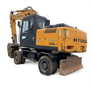 Excavadora de ruedas HYUNDAI 210w-7 de 21 toneladas, usada, original coreana, con certificación EPA y CE, precio económico, para excavación agrícola. - Product Image 1