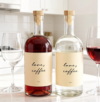Botella de Vidrio Transparente Vacía de 100 ml, 200 ml, 375 ml, 500 ml, 750 ml, 1 L para Vodka, Licor, Ginebra, Ron, Tequila, Whisky, Whisky, Licores, con Corcho