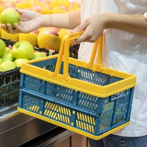 Cestino <span class=keywords><strong>per</strong></span> la spesa del supermercato pieghevole pieghevole in plastica cesto di <span class=keywords><strong>frutta</strong></span> vegetale <span class=keywords><strong>per</strong></span> picnic con maniglia - Product Image 3
