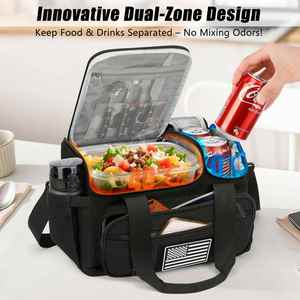 Sac isotherme tactique pour homme 15L avec compartiments chaud/froid, conception anti-fuite, nettoyage facile - Idéal pour le travail, la randonnée, la plage, la salle de sport - Noir - Product Image 2