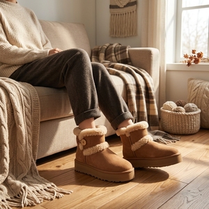Promotion Hiver 2026 : <span class=keywords><strong>Bottes</strong></span> <span class=keywords><strong>de</strong></span> <span class=keywords><strong>neige</strong></span> pour <span class=keywords><strong>femme</strong></span> en peau <span class=keywords><strong>de</strong></span> mouton, à enfiler, design nouveau, chaudes, doublées en fourrure, à semelle épaisse, mi-mollet, mode, haute qualité - Product Image 3