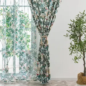 Wholesale 100% Polyester Digital Printed Window Curtain Modern Floral Design Ready Made for Home Hotel Cafe Use for Living Room