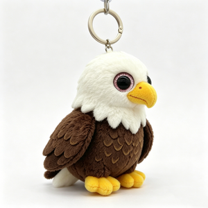 Llavero de peluche de águila realista mini personalizado, llavero de peluche de águila calva marrón y blanca suave, amuleto para bolso de águila calva de ojos grandes - Product Image 1