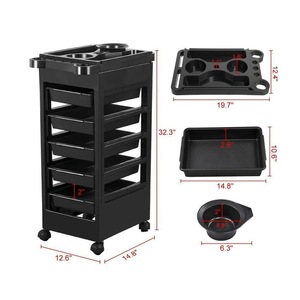 Chariot de rangement pour salon de coiffure, chariot mobile polyvalent à 4 niveaux pour produits de soins personnels et articles divers, noir - Product Image 2