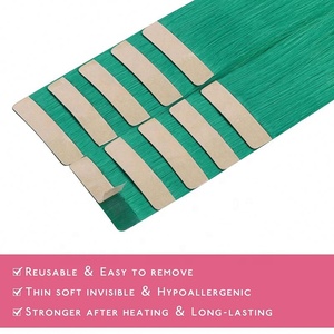 Extensions de cheveux à bandes adhésives Remy vierges péruviennes de qualité 12A, cuticules alignées, bouclées, brun foncé, double trame, trame unique - Product Image 4