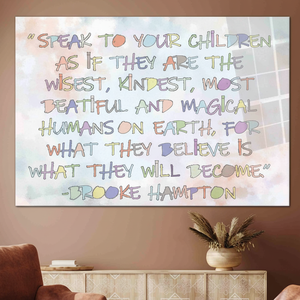 Impresión en lienzo con cita inspiradora: Habla con tus hijos, arte en vidrio templado - Product Image 3