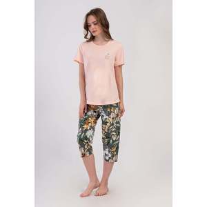 Traje de dormir capri ovalado de manga corta con cuello redondo para mujer, talla XXL - Product Image 1