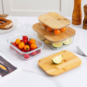 Eco Friendly <b>Meal</b> <b>Prep</b> Glass Bento Lunch <b>Box</b> Leakproof Glass Food Container with Bamboo Lid - Product Image 4