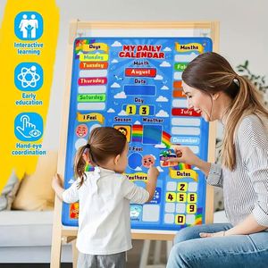 Calendario mensual de fieltro para niños, material educativo para el aula, tablero de clima, azul, artículos de oficina y escolares, regalo - Product Image 6