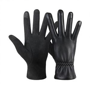 Gants d'hiver chauds en PU, unis, pour l'extérieur, la conduite, coupe-vent, isothermes, flexibles, compatibles écran tactile, respirants, longueur opéra - Product Image 4