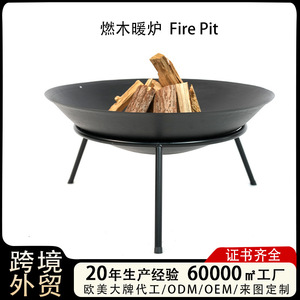 Round Fire Pit 22 Inch Thickened Steel Wood Burning Outdoor Fire Bowl Heating Patio Fireplace - Product Image 5