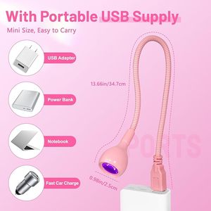 UV LED Nail <b>Lamp</b>, 3W <b>Portable</b> Duck Neck UV Nail <b>Lamps</b> Dryer Gel Polish Curing Light With Pink Gooseneck - Product Image 3