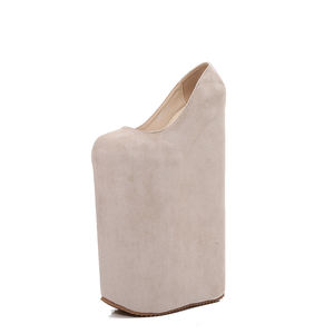 Talons de créateur célèbres pour femmes, talons ultra-hauts de 30 <span class=keywords><strong>cm</strong></span> en faux daim, talons compensés tendance pour femmes, escarpins uniques et élégants à enfiler pour femmes - Product Image 3