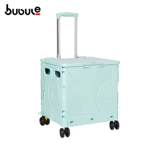 High Quality Market Foldable Shopping Trolleys Folding Luggage Trolley Bag Cart Carton Plastic PP Troller Hand Plastic 55CM