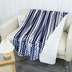 Soft <b>Sherpa</b> Fleece <b>Blanket</b> Queen Size, Cozy Lightweight <b>Blankets</b> with Decorative Wave Pattern Suitable for All Season Use - Product Image 3