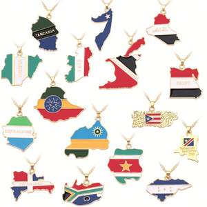 YBcustom OEM/ODM esmaltado África América <span class=keywords><strong>Asia</strong></span> <span class=keywords><strong>Europa</strong></span> país bandera collar <span class=keywords><strong>mapa</strong></span> del mundo collares para mujeres - Product Image 4