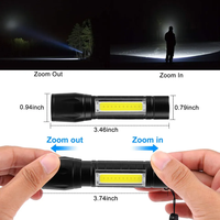 Lampe torche LED Dailu rechargeable par USB, portable, COB, étanche, zoom télescopique, 3 modes, mini lampe de poche d'urgence