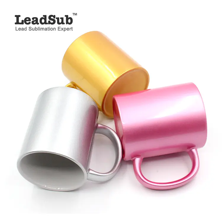 Perlzüngender Kaffee Sublimations-Keramikbecher 11 Unzen silber Gold rosa bunt Kaffeebecher Tasse Fotobecher