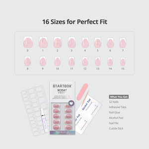 Kit de faux ongles à presser en gel souple, forme cercueil courte, style French, avec motif étoile, faits main, avec colle, vente en gros - Product Image 2