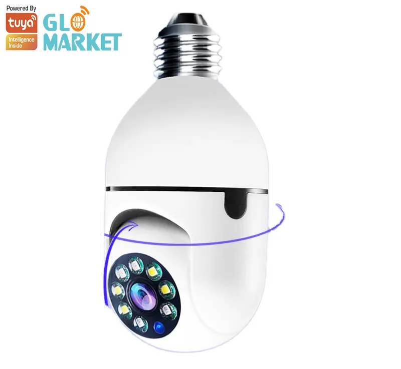 Glomarket Tuya Wifi Indoor 2/3mp Ip Smart Bulb Camera Full Hd Smart Home Security Wireless Camera With Light