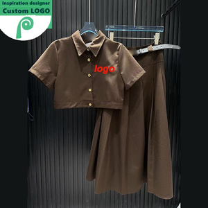 Jupes de mode haut de gamme, couleur unie, logo imprimé, croisées, pour femmes élégantes, ensembles amincissants - Product Image 1