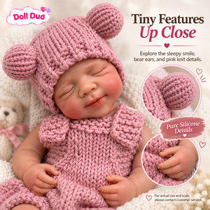 ตุ๊กตาเด็กเกิดใหม่ซิลิโคนทั้งตัวขนาด 18 นิ้ว รุ่น Doll Duo Custom สวมหมวกหมีสีชมพู ยิ้มหลับๆ ของขวัญคริสต์มาสส่วนตัวสำหรับเด็ก - Product Image 3