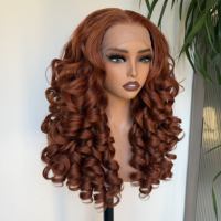 Perruque synthétique Latisha, mélange de fibres résistantes à la chaleur, boucles françaises blondes, sans colle, avec dentelle frontale HD