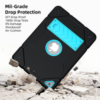 Casing Anti Benturan untuk iPad 9.7 2017 2018 Air 2 Pro 9.7 Gen Hard Shell dengan Stand, Pelindung Silikon PC dan Tali Bahu